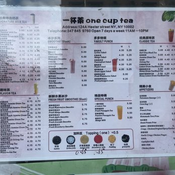 One Cup Tea - Menu - Bubble Tea Near Me - New York, New York
