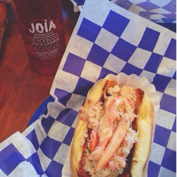 The Crabby Shack - The Crab Roll with their blackberry soda - Seafood Near Me - Brooklyn, New York