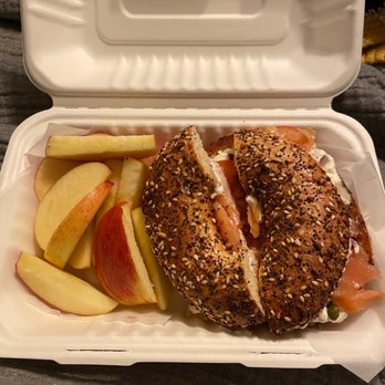 The Bean Gallery - Bagel and Lox Sandwich with a side of apple - Coffee & Tea Near Me - New Orleans, Louisiana The Bean Gallery - Bagel and Lox Sandwich with a side of apple - Coffee & Tea Near Me - New Orleans, Louisiana
