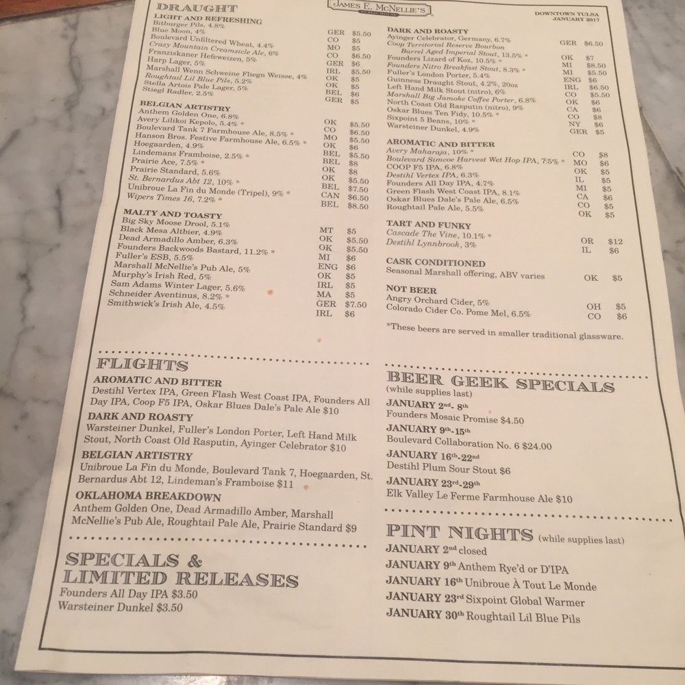 McNellie's - Draft list. - Pubs Near Me - Tulsa, Oklahoma McNellie's - Draft list. - Pubs Near Me - Tulsa, Oklahoma