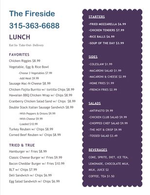 Menu photo 3 The Fireside Sunny’s Kitchen Oneida, NY