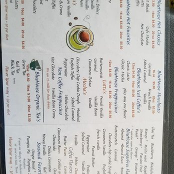 BlueHouseCoffeeOnTheGo - a menu for a restaurant - Coffee & Tea Near Me BlueHouseCoffeeOnTheGo - a menu for a restaurant - Coffee & Tea Near Me