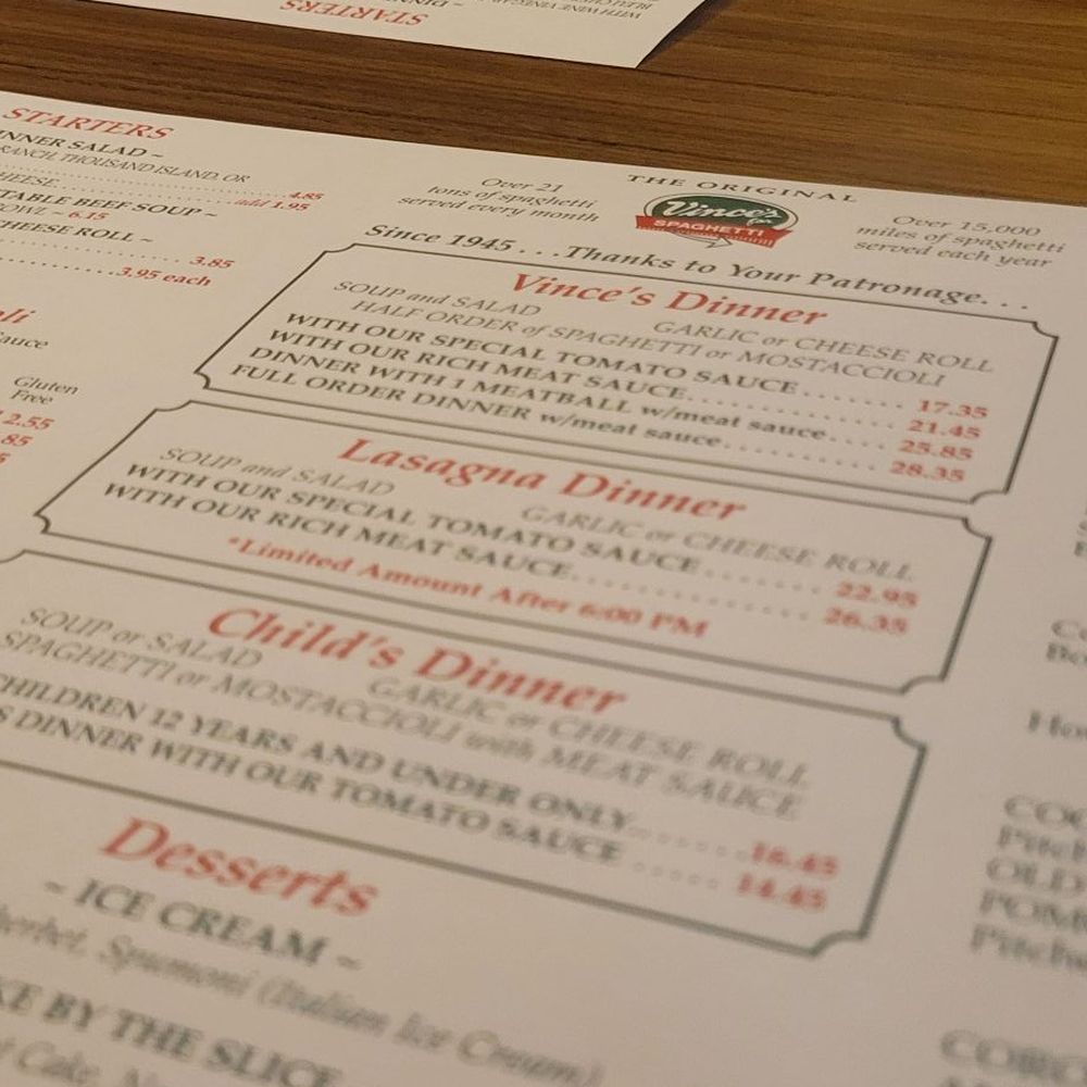 Vince's Spaghetti - Italian Near Me - Ontario, California