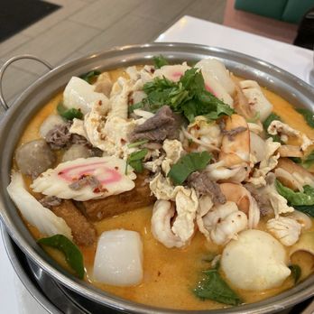 Thai Hot Pot - Finished product- my creation they cooked for me in the Tom Kha broth - Thai Near Me - Gardena, California