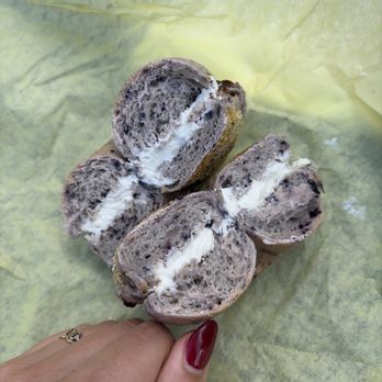 Bagel Tyme - Blueberry bagel with regular cream cheese - Bagels Near Me - Merced, California Bagel Tyme - Blueberry bagel with regular cream cheese - Bagels Near Me - Merced, California