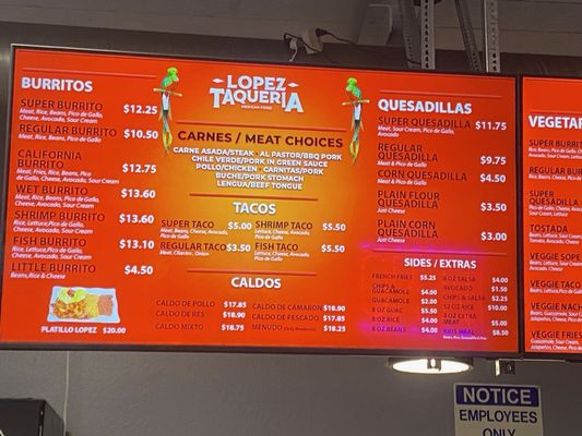 Menu photo 2 Lopez Taqueria 6 Sunnyvale, CA