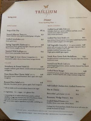 Menu photo 4 Trillium Cafe & Inn Mendocino, CA Menu photo 4 Trillium Cafe & Inn Mendocino, CA