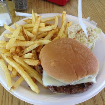 Mac's Drive-In - Burger plate!  It was $5, plus $0.20 for cheese.  Really good. - American Near Me - Waterloo, New York