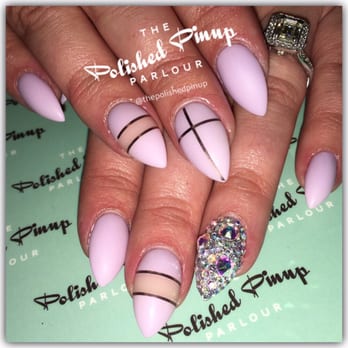 The Polished Pinup Parlour - Matte nails with rose gold striping tape negative space and Swarovski crystals! - Nail Salons Near Me - Winnipeg, Manitoba The Polished Pinup Parlour - Matte nails with rose gold striping tape negative space and Swarovski crystals! - Nail Salons Near Me - Winnipeg, Manitoba