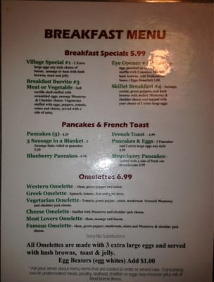 Menu photo 7 Village Grille Grosse Pointe, MI