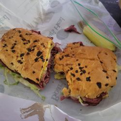 Severin Liquor Deli & Wine Cellar - Pastrami on an onion roll