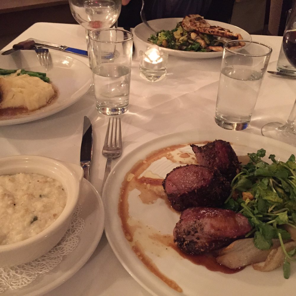 DeWolf Tavern - Duck entree with side of grits - New American Near Me - Bristol, Rhode Island DeWolf Tavern - Duck entree with side of grits - New American Near Me - Bristol, Rhode Island