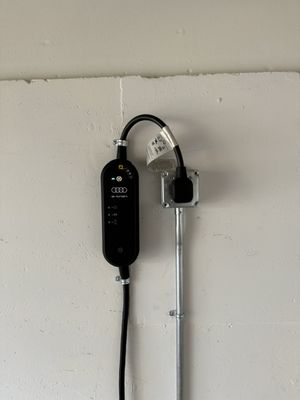EV charger installation in a garage