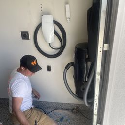 Brian finishing up the Tesla Wall Connector