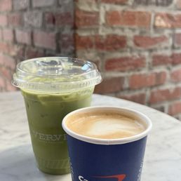 Mocha and Iced Matcha Latte