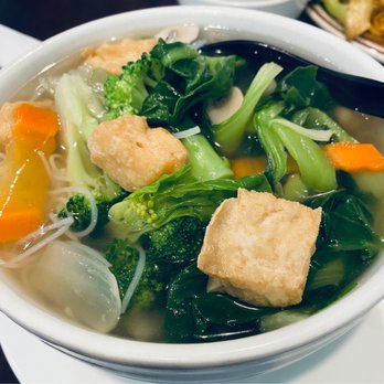 Basil Restaurant - Delicious hot vegetable soup with rice noodles which is perfect on a cold day - Asian Fusion Near Me - New Haven, Connecticut