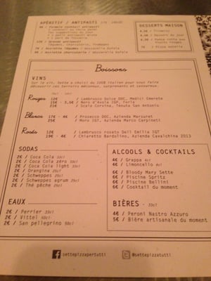 Menu photo 5 Sette Paris, 75 Menu photo 5 Sette Paris, 75