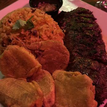 Counter & Bodega - Churrasco with arroz con gandules (you can choose white rice instead) and plantains - Latin American Near Me - New York, New York Counter & Bodega - Churrasco with arroz con gandules (you can choose white rice instead) and plantains - Latin American Near Me - New York, New York