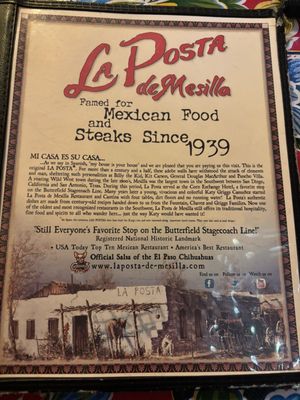 Menu photo 7 La Posta de Mesilla Mesilla, NM Menu photo 7 La Posta de Mesilla Mesilla, NM