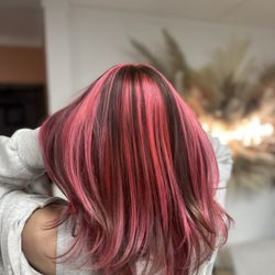 Madison & Mane Salon - Brown and pink chunky highlights : Hair by Lily