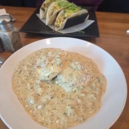 $11.75 biscuits and gravy. $15.25 breakfast tacos $11.75 biscuits and gravy. $15.25 breakfast tacos
