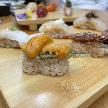 Sushi Lab Rooftop - Uni with tempura-battered fried shiso leaf (my favorite) - Japanese Near Me - New York, New York Sushi Lab Rooftop - Uni with tempura-battered fried shiso leaf (my favorite) - Japanese Near Me - New York, New York