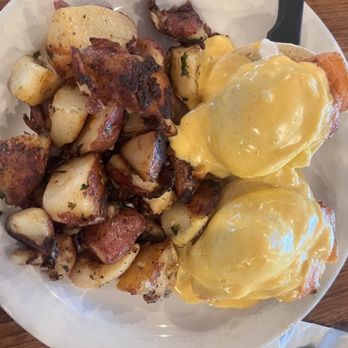 Red Apple Cafe - Delicious Eggs Benedict  Red Breakfast Potatoes.  We'll season. - Breakfast & Brunch Near Me - Fresno, California