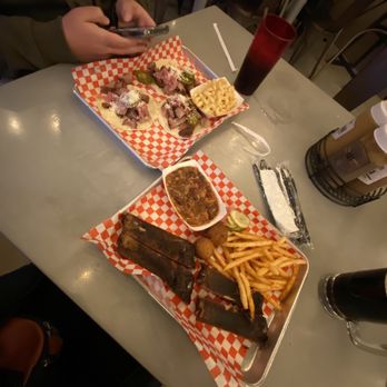 Moab Spitfire Smokehouse - Ribs, Beer-Battered Fries, Pit-Smoked Beans, Hush Puppies (GF), Taco Plate, Mac n Cheese (V) - Barbeque Near Me - Moab, Utah