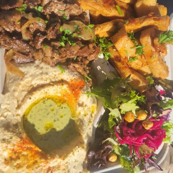 Chickpea - Chicksteak Hummus platter - Vegan Near Me - Vancouver, British Columbia