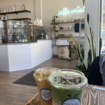 Ground Hideout Coffee - rose matcha latte and olive oil latte - Coffee & Tea Near Me - Long Beach, California Ground Hideout Coffee - rose matcha latte and olive oil latte - Coffee & Tea Near Me - Long Beach, California