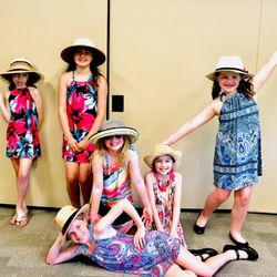 Fashion First Workshops - At Saint Pat's in Chatham these designers are posing in their Trapeze dress. We run classes throughout  the year and  a summer camp week.