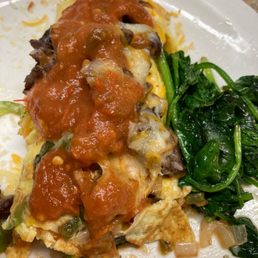 Steak omelette with sautéed spinach! Excellent! Steak omelette with sautéed spinach! Excellent!