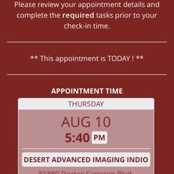Desert Advanced Imaging | Indio - Example of their "no appointment" policy