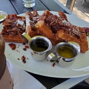 Waypoint Cafe - Bacon staffed waffles with bacon on top also - American Near Me - Camarillo, California