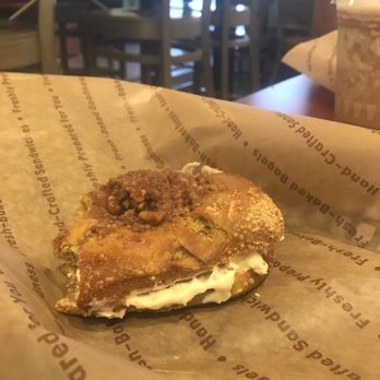 Einstein Bros. Bagels - Pumpkin crunch bagel with cream cheese. The bagel itself was very thin and crunchy. - Bagels Near Me - Chesapeake, Virginia Einstein Bros. Bagels - Pumpkin crunch bagel with cream cheese. The bagel itself was very thin and crunchy. - Bagels Near Me - Chesapeake, Virginia