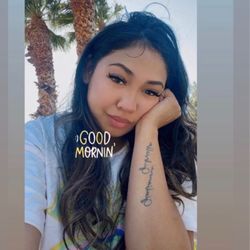 Allie Yamaguchi Ink Studio - Client selfie! Lash set by lash artist Stacey.