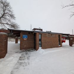 Hansel Lake Rest Area - The rest stop. A man was clearing the snow on the walkways.