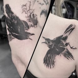 Logan Square Tattoo - Raven blackwork tattoo by Allie