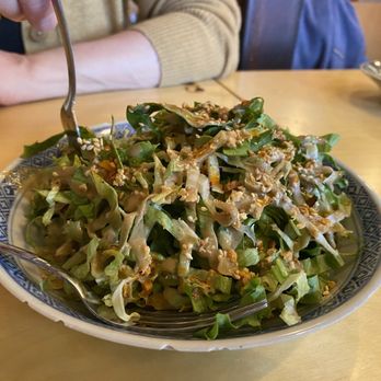 Petit Poisson Dumpling - Sesame oil, lettuce salad. Has a little bit of hotness. Refreshing preparation for an evening of many xiao long bao's. - Asian Fusion Near Me - Montreal, Quebec