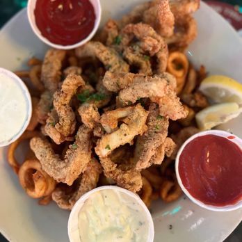 Roscoes - Calamari (has curly fries underneath) - Delis Near Me - Chino Hills, California Roscoes - Calamari (has curly fries underneath) - Delis Near Me - Chino Hills, California