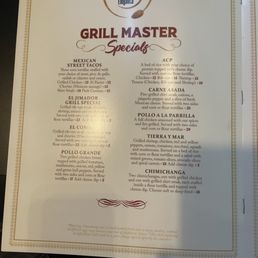 The grill masters menu. Chef's special The grill masters menu. Chef's special