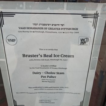 Bruster's Real Ice Cream - Kosher Certified! - Desserts Near Me - Pittsburgh, Pennsylvania