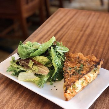 Tilikum Place Cafe - Quiche | spinach, feta, roasted tomato, cayenne pepper, small salad - New American Near Me - Seattle, Washington