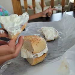 Bagel Garden - Everything bagel with plain cream cheese