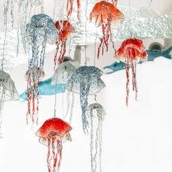 Lisa Stirrett Creative Warrior Studio - Hanging glass jellyfish by Lisa Stirrett