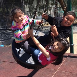 Having fun with their new friend!