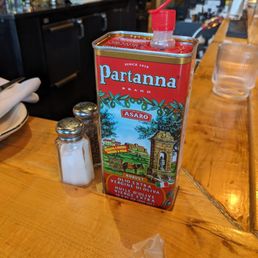 Olive oil at each table