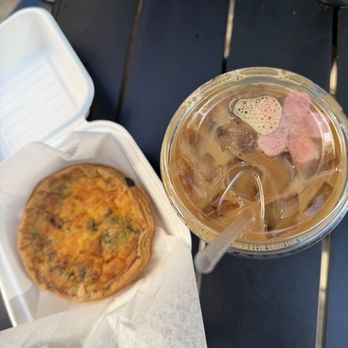 Childhood Cafe - Tomato and Goat Cheese Quiche; Cherry Blossom Latte - Themed Cafes Near Me - Washington, DC, District of Columbia