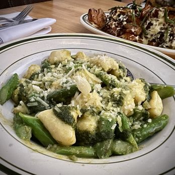 La Copine - Ricotta Gnocchi with asparagus, basil oil, Parmesan cheese, and garlic! - New American Near Me - Yucca Valley, California