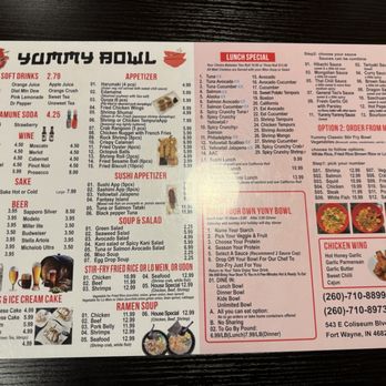 Yummy Bowl - Menu Jan 2026 - Sushi Bars Near Me - Fort Wayne, Indiana Yummy Bowl - Menu Jan 2026 - Sushi Bars Near Me - Fort Wayne, Indiana